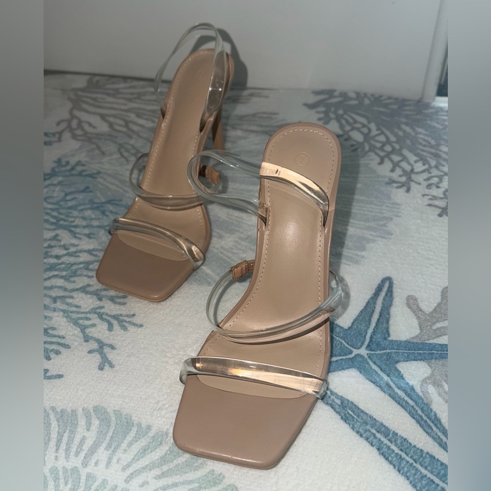 Nude Clear Strap Heels Size 7 Worn Once